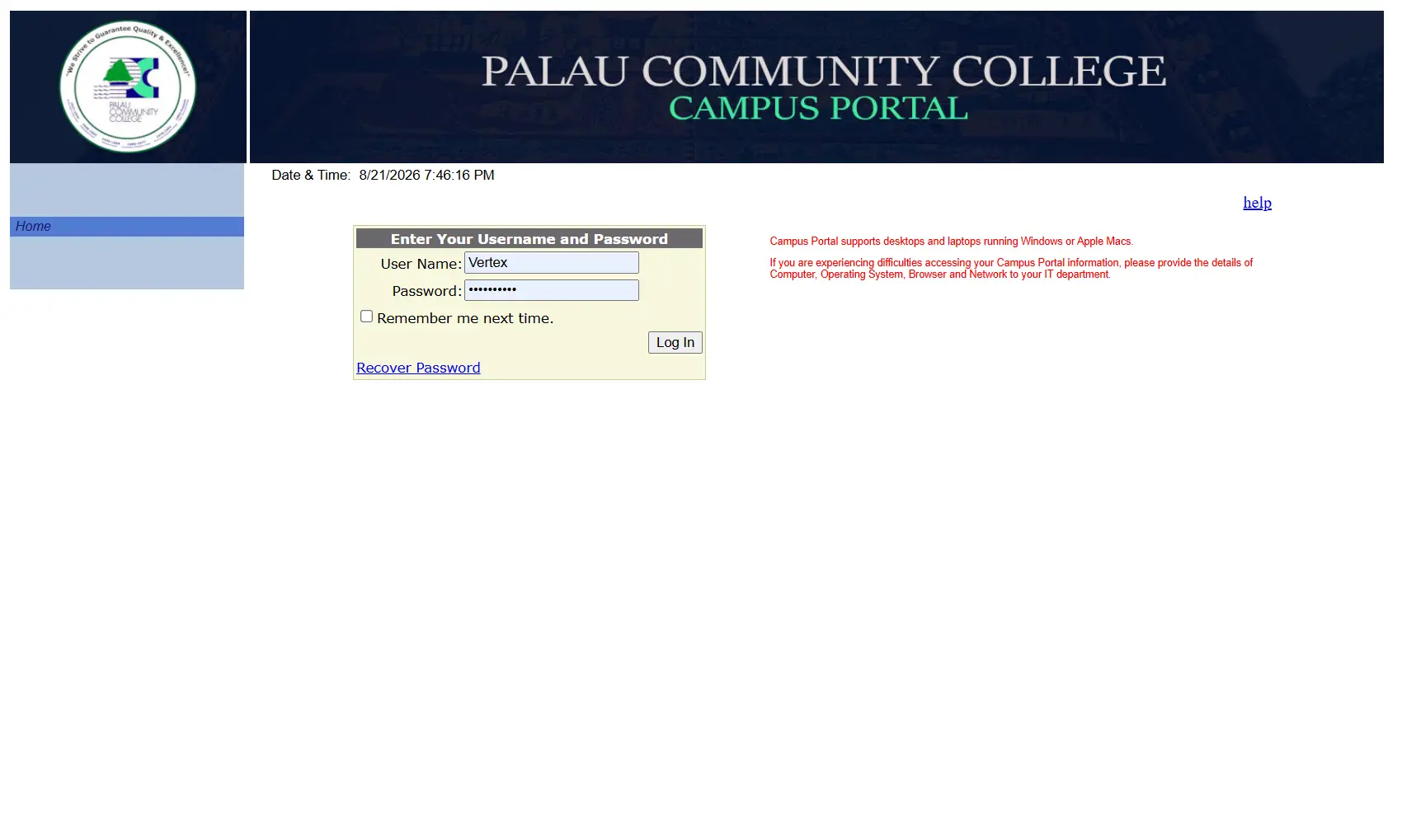 Campus Portal interface